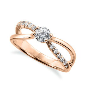 指輪 18金 ピンクゴールド 天然石 メレがラインになったサイドストーンリング 主石の直径約5.2mm 割り腕 四本爪留め|K18PG k18 18k 貴金属 ジュエリー レディース メンズ