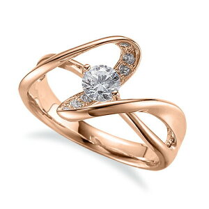 指輪 18金 ピンクゴールド 天然石 腕のラインがスタイリッシュなサイドストーンリング 主石の直径約4.4mm ウェーブ 割り腕 二本爪留め|K18PG k18 18k 貴金属 ジュエリー レディース メンズ