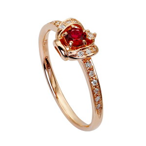 指輪 18金 ピンクゴールド 天然石 王冠モチーフのサイドストーンリング 主石の直径約3.8mm 五本爪留め|K18PG k18 18k 貴金属 ジュエリー レディース メンズ