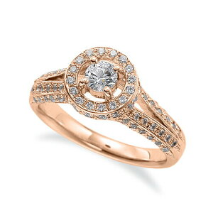 指輪 18金 ピンクゴールド 天然石 サイドパヴェの取り巻きリング 主石の直径約3.8mm 割り腕 四本爪留め|K18PG k18 18k 貴金属 ジュエリー レディース メンズ