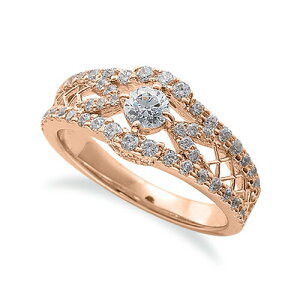 指輪 18金 ピンクゴールド 天然石 透かしとメレのラインが豪華な取り巻きリング 主石の直径約3.8mm 割り腕 四本爪留め|K18PG k18 18k 貴金属 ジュエリー レディース メンズ