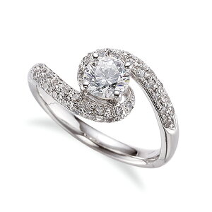 指輪 18金 ホワイトゴールド 天然石 メレがラインになったサイドストーンリング 主石の直径約5.2mm 抱き合わせ腕 四本爪留め|K18WG k18 18k 貴金属 ジュエリー レディース メンズ