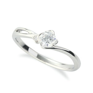 指輪 18金 ホワイトゴールド 天然石 サイドストーンリング 主石の直径約3.8mm ウェーブ 割り腕|K18WG k18 18k 貴金属 ジュエリー レディース メンズ