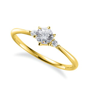 指輪 18金 イエローゴールド 天然石 サイドストーンリング 主石の直径約4.4mm しぼり腕 六本爪留め|K18YG k18 18k 貴金属 ジュエリー レディース メンズ