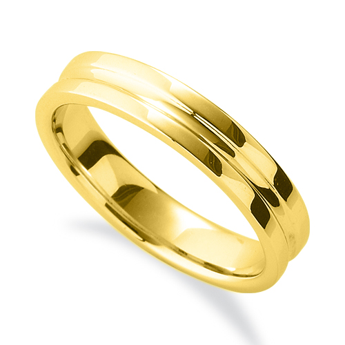 指輪 18金 メンズ レディース ジュエリー 貴金属 18k k18 幅4.1mm｜K18YG シンプルで上品なツーラインリング イエローゴールド 指輪・リング