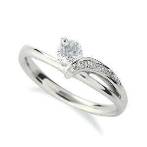 指輪 PT900 プラチナ 天然石 サイドストーンリング 主石の直径約3.8mm ウェーブ 割り腕|900pt 貴金属 ジュエリー レディース メンズ