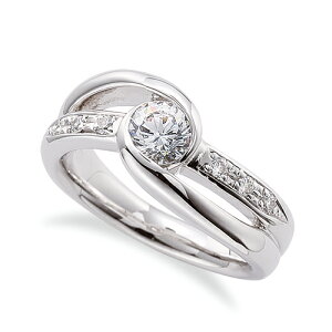 指輪 PT900 プラチナ 天然石 メレがラインになったサイドストーンリング 主石の直径約3.8mm ウェーブ 割り腕 レール留め|900pt 貴金属 ジュエリー レディース メンズ