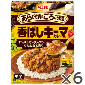 【SS期間最大15%OFF_カレー＆期間限定P10倍（条件あり）】【公式】S&B あらびき肉＆ごろごろ野菜 香ばしキーマカレー 中辛 150g 6個セット エスビー食品 公式 レトルトカレー 中辛 レンジ対応 簡便調理 鶏豚あらびき肉 ごろごろ野菜 キーマカレー カレー エスビー SB