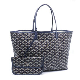 [返品OK] ゴヤール サンルイPM トートバッグ STLOUIPMLTY12CL12P ゴヤールディンキャンバス シュヴロッシュカーフスキン ネイビー 【中古】【送料無料】