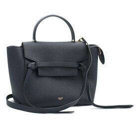 [返品OK] セリーヌ マイクロ ベルトバッグ グレインドカーフスキン ネイビー ショルダーバッグ ハンドバッグ クロスボディバッグ 2WAY 【中古】【送料無料】