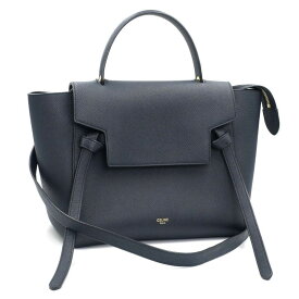 [返品OK] セリーヌ マイクロ ベルトバッグ グレインドカーフスキン ネイビー ショルダーバッグ ハンドバッグ クロスボディバッグ 2WAY 【中古】【送料無料】