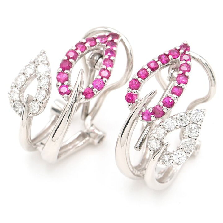 楽天市場】[返品OK] 両耳合計0.3ct天然ルビーピアス K18WG 合計0.22ct 