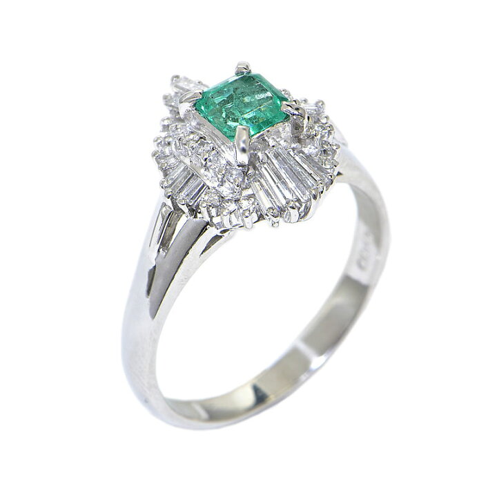 楽天市場】[返品OK] 0.47ct天然エメラルドリング 15号 Pt900 0.46ct 