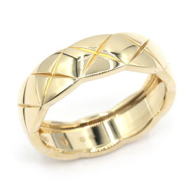 [返品OK] シャネル ココクラッシュコレクションリング #61 実測20.5号 J10571 K18YG キルティング 幅広 イエローゴールド 地金7.3g【中古】【送料無料】