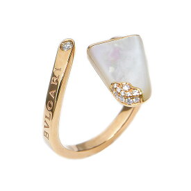 [返品OK] ブルガリ ブルガリブルガリジェラーティリング #54 14.5号 354755 K18PG マザーオブパール ダイヤモンド アイス 地金約4g 【中古】【送料無料】