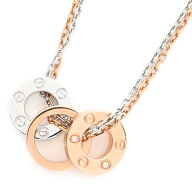 [返品OK] カルティエ ラブスリーフープネックレス K18PG K18WG ダイヤモンド ラブネックレス LOVEネック…