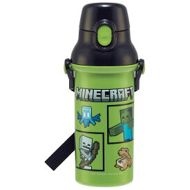 ワンタッチボトル 水筒 480ml 抗菌 食洗機対応 子供用 直飲み Minecraft マインクラフト 入学 入園準備 入園祝 スケーター