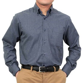 形態安定 パンツインスタイル ビジカジ ボタンダウン ネイビー チェック 2512CL