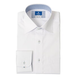 形態安定 長袖 メンズ シャツ スリムフィット ワイドカラー ドビー ホワイト 2510ft