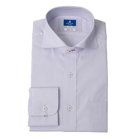 形態安定 長袖 メンズ シャツ スリムフィット ドビー カッタウェイ パープル