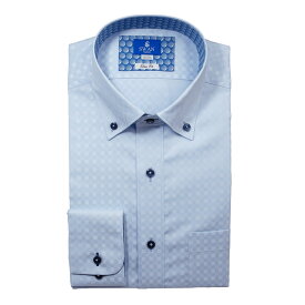 形態安定 メンズ 長袖 シャツ ドビー ブルー ボタンダウン スリムフィット 2510ft