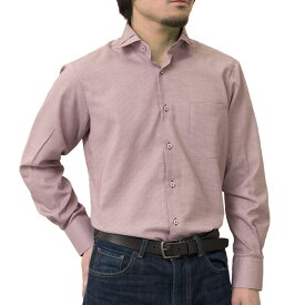 ワイシャツ 形態安定 長袖 赤 レッド マイター衿 標準 レギュラーフィット シャツハウス メンズ ドレスシャツ 2404ft 24FA