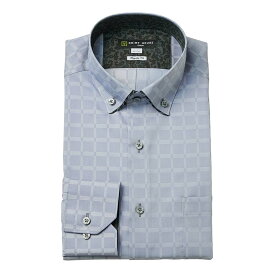 ワイシャツ 形態安定 長袖 グレー パイピング 標準 レギュラーフィット ボタンダウン シャツハウス メンズ ドレスシャツ 2404ft 24FA