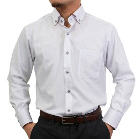 形態安定 メンズ 長袖 シャツ ボタンダウン レギュラーフィット ホワイト 2510ft