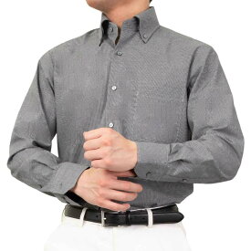 形態安定 メンズ 長袖 シャツ ボタンダウン レギュラーフィット モノクロ チェック モノトーン パーティー 2509ft 2510ft