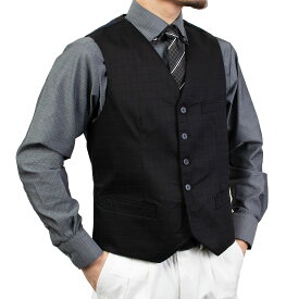 【最大500円オフクーポンあり！】 ジレ ベスト 黒 ブラック 格子柄 ドビー ブラックレーベル パーティー 成人式 2次会 シャツハウス 2512SS 2512SSOT