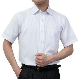 半袖ワイシャツ 形態安定 吸水速乾 ホワイト 白 ドビー ワイドカラー レギュラーフィットメンズ クールビズ オフィスカジュアル 2506CL