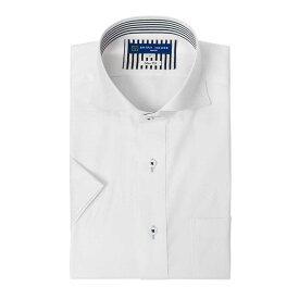 半袖ワイシャツ 消臭 吸水速乾 透け防止 形態安定 ホワイト ドビー カッタウェイ スリムフィット 表前立て メンズ Yシャツ 2506CL