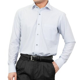 ノーアイロン 長袖 スリムフィット セミワイド 吸汗速乾 スーパーストレッチ ストライプ ブルー 裄詰め不可 2601tf DF2601 2512CL 2602ft
