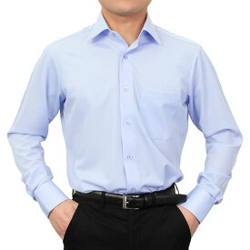 ノーアイロン スリムフィット セミワイド スーパーストレッチ ビジカジ ブルー ニット 裄詰め不可 2602ft