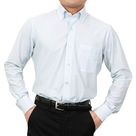 ノーアイロン スリムフィット ボタンダウン スーパーストレッチ ビジカジ ブルー ストライプ ニット 裄詰め不可 2602ft