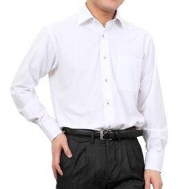 ノーアイロン 長袖 ストレッチ レギュラーフィット セミワイドカラー ホワイト ニット 吸汗速乾 裄詰め不可 2601tf