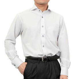 ノーアイロン 長袖 ストレッチ レギュラーフィット カッタウェイ グレー ニット 吸汗速乾 裄詰め不可 2601tf