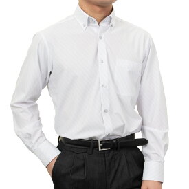 ノーアイロン スーパーストレッチ レギュラーフィット ボタンダウン ストライプ ホワイト ニット 裄詰め不可 2601tf