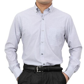 スリムフィット ノーアイロン スーパーストレッチ ペイズリー ボタンダウン グレー 裄詰め不可 2601tf