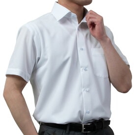 半袖ワイシャツ ニットシャツ ノーアイロン 消臭 吸汗速乾 ストレッチ ホワイト 白 ワイドカラー レギュラーフィット メンズ 2506CL