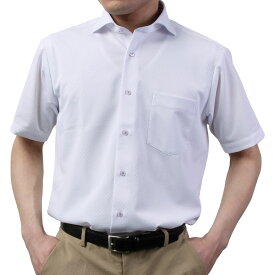 半袖ワイシャツ ニットシャツ ノーアイロン 消臭 吸汗速乾 ストレッチ パープル 紫 カッタウェイ レギュラーフィット メンズ 2506CL