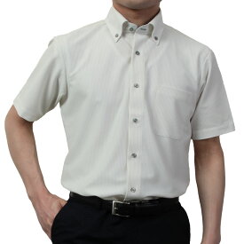 半袖ワイシャツ ニットシャツ ノーアイロン 消臭 吸汗速乾 ストレッチ ベージュ ボタンダウン レギュラーフィット メンズ 2506CL 裄詰め不可