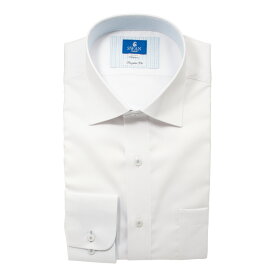 形態安定 メンズ 長袖 シャツ Yシャツ ワイドカラー レギュラーフィット ホワイト ドビー 2510ft