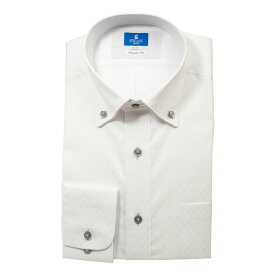 形態安定 メンズ 長袖 シャツ Yシャツ ボタンダウン レギュラーフィット ホワイト ドビー