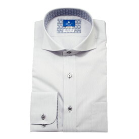 形態安定 メンズ 長袖 シャツ Yシャツ カッタウェイ レギュラーフィット グレー ドビー 2510ft