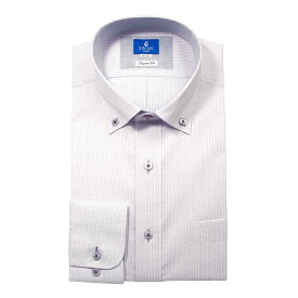 形態安定 メンズ 長袖 シャツ ブルー ストライプ レギュラーフィット ボタンダウン ドビー 2510ft