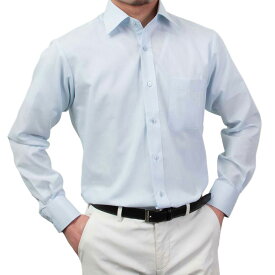 形態安定 メンズ 長袖 シャツ Yシャツ ワイドカラー レギュラーフィット ブルー ドビー ストライプ 2509ft 2510ft