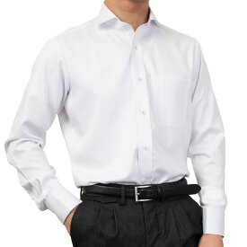 形態安定 メンズ 長袖 シャツ Yシャツ カッタウェイ スリムフィット ホワイト 白 ドビー ストライプ 2509ft 2510ft 2511ft 2512CL