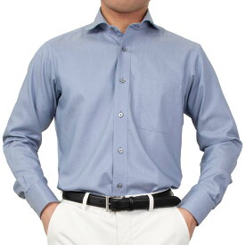 形態安定 メンズ 長袖 シャツ Yシャツ カッタウェイ スリムフィット ブルー ドビー 2509ft 2510ft