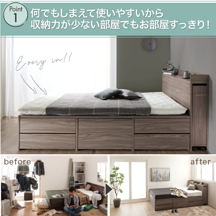 楽天市場】ベッド 収納付きベッド シングルベッド セミダブルベッド 
